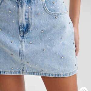 Meshki Kieryn Embellished Denim Mini Skirt size Medium